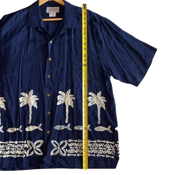 Vintage Rayon Navy Blue Island Back East Island Button Front Shirt Size XL - Picture 6 of 6
